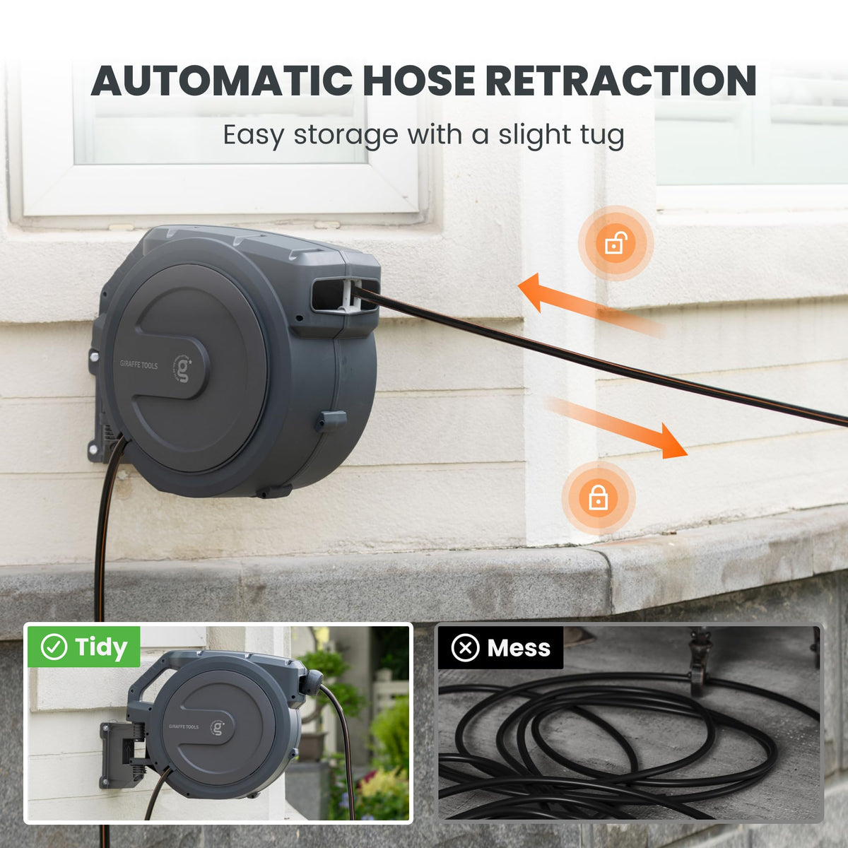 1/2" 100FT Retractable Garden Hose Reel W117188