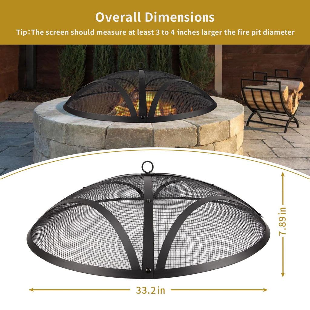 32In Reinforced Steel Round Fire Pit Screen Cover W5305