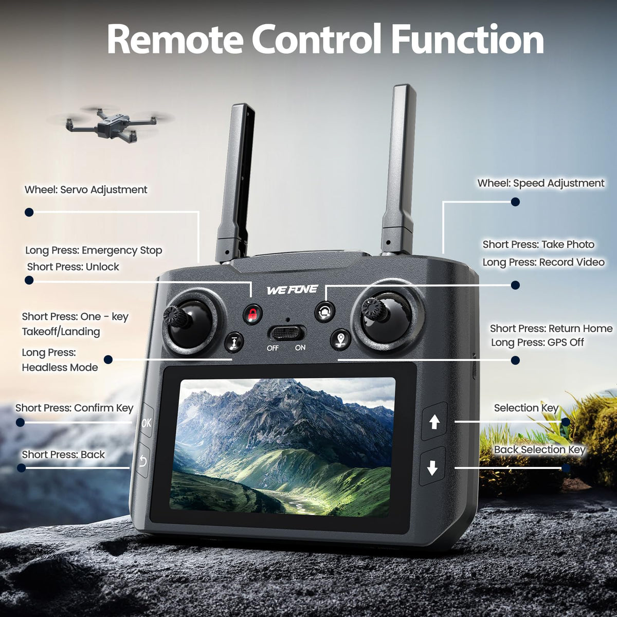 4K Foldable GPS Drone with 4.5" Screen Under 249g Black R34790
