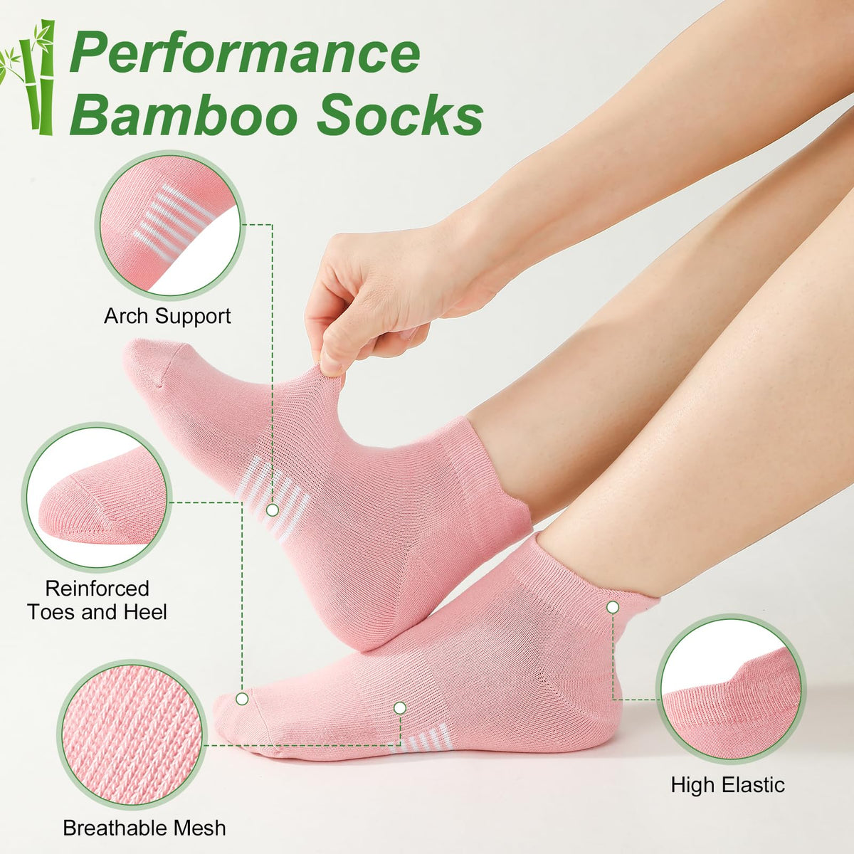 6 Pairs Thin Breathable Bamboo Ankle Socks R335