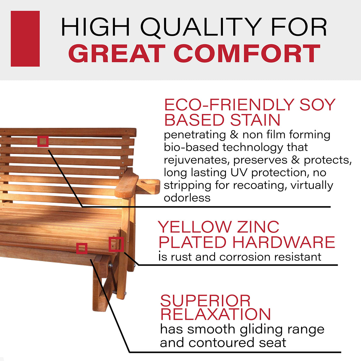 Heavy Duty Roll Back Porch Glider with Cupholders J302101