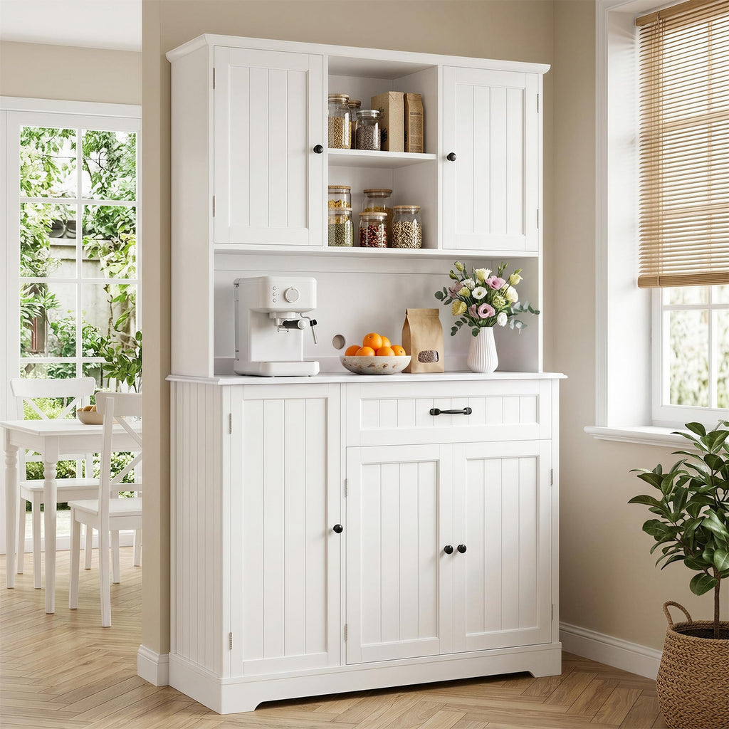 Tall White Kitchen Storage Cabinet with Door and Shelves X20724