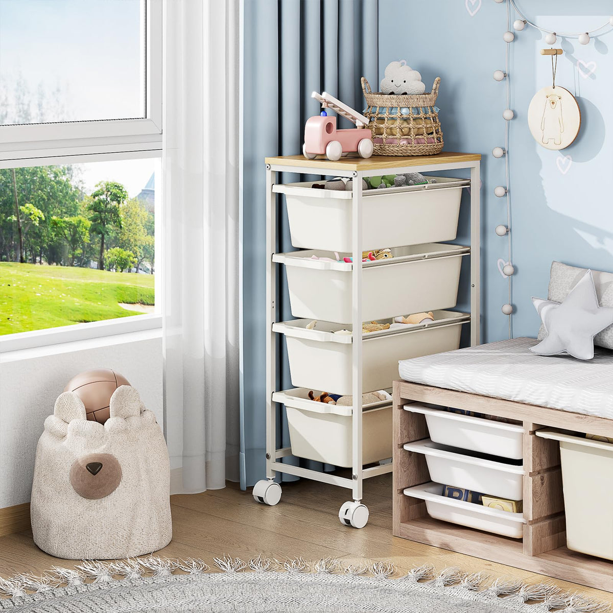 Slim Rolling Cart with 4 Drawers B700598