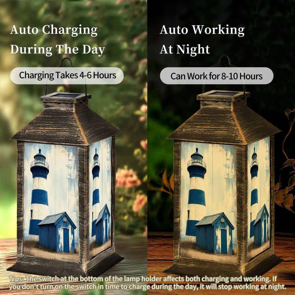 Navy Blue Coastal Solar Lantern X2144