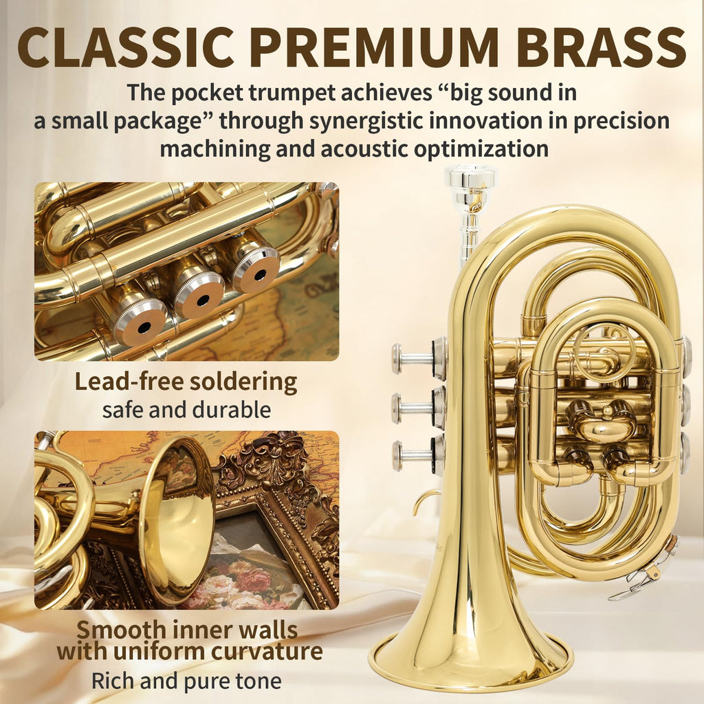 Bb Pocket Trumpet with Case, 7C Mouthpiece and Cleaning Kit I746398