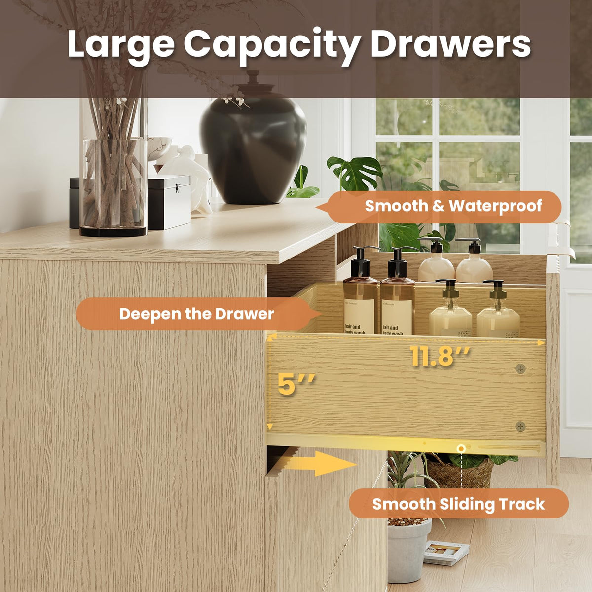 Natural Wood 6 Drawer Dresser Y36951