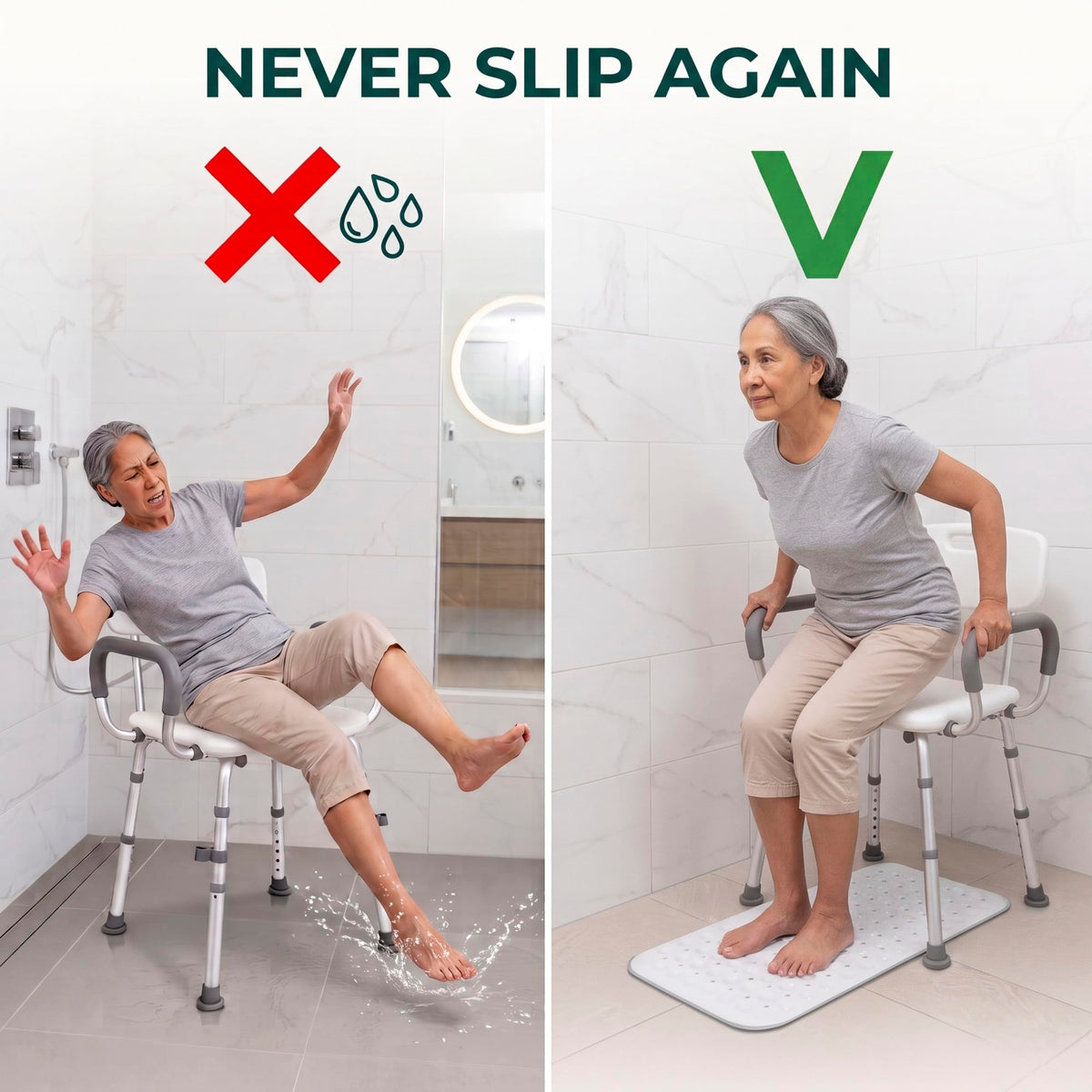 Adjustable Shower Chair with Mat N380775