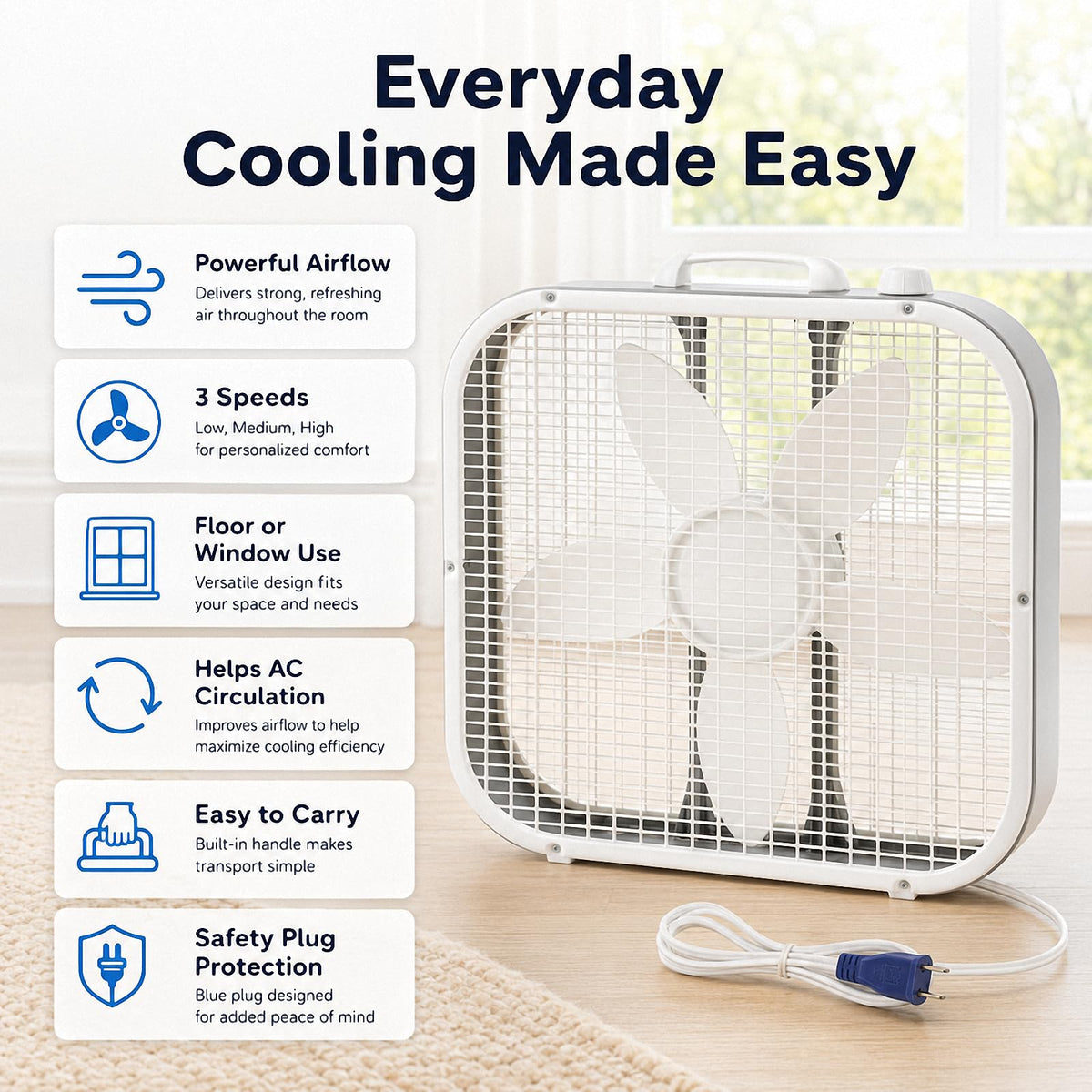 20 Inch 3-Speed Box Fan N3731