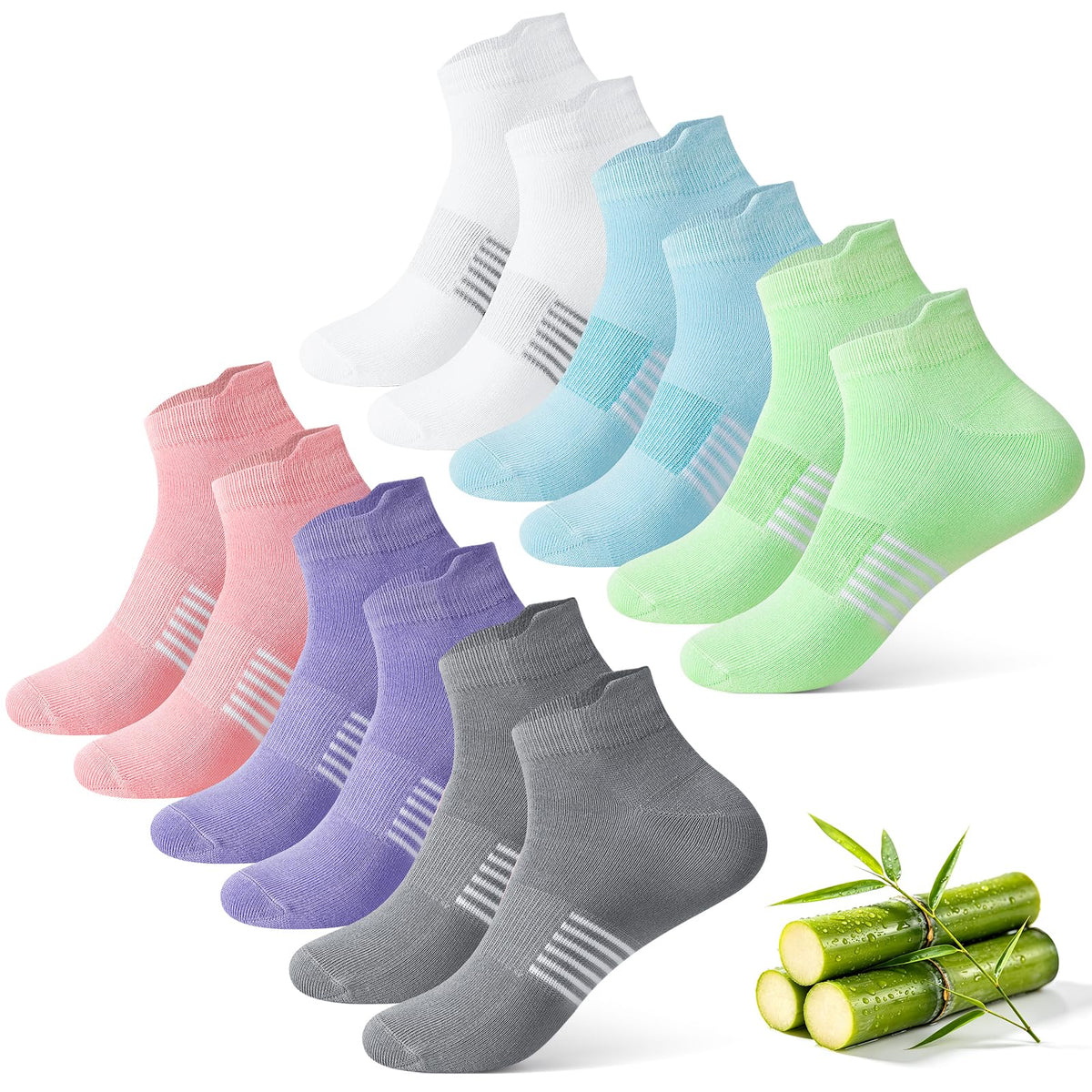 6 Pairs Thin Breathable Bamboo Ankle Socks R335