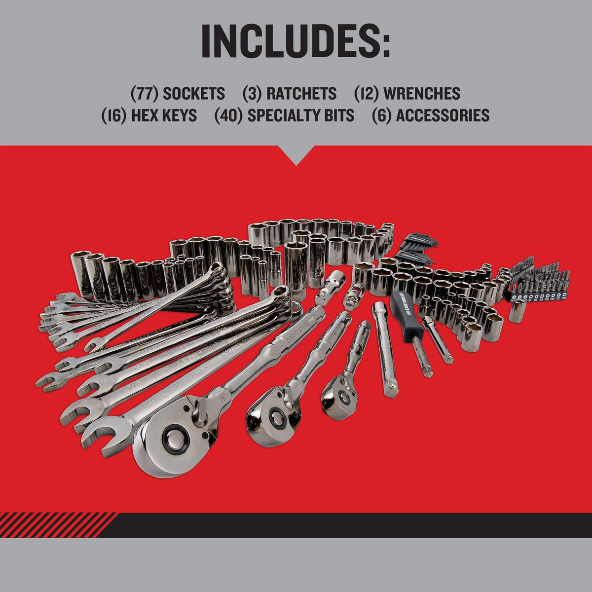154-Piece Gunmetal Chrome Mechanics Tool Set with Hard Case U1396