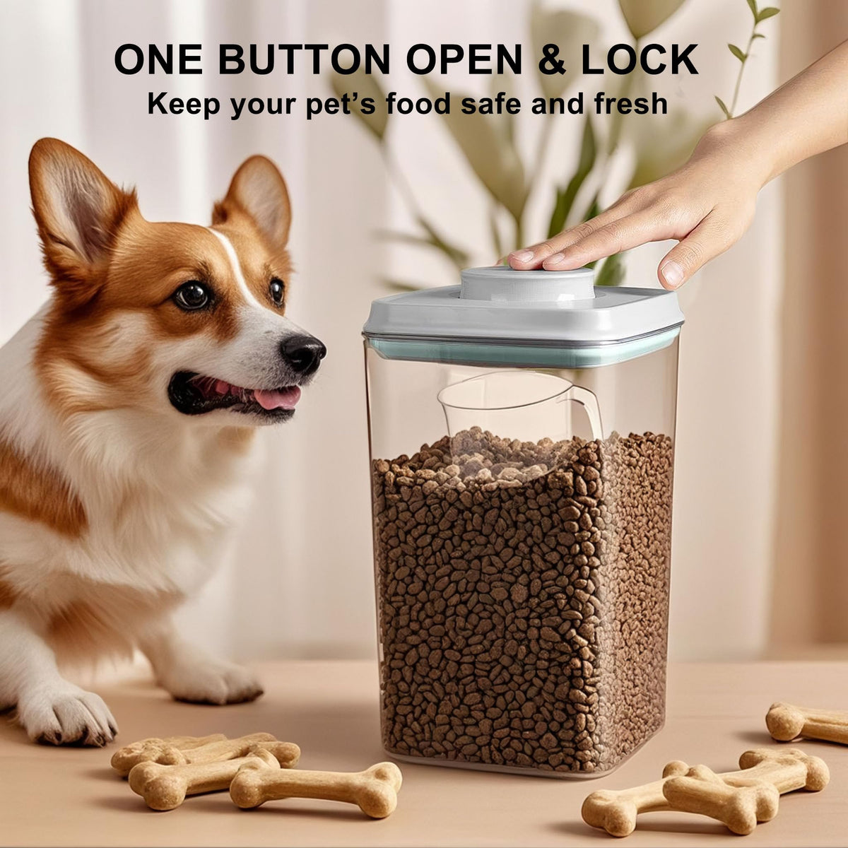 4L Airtight Dog Food Storage Container with Scoop C389
