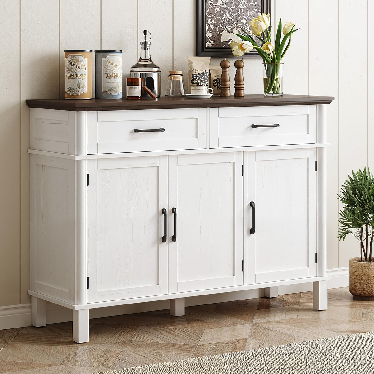 48 Inch Off White Buffet Cabinet with Storage P14741