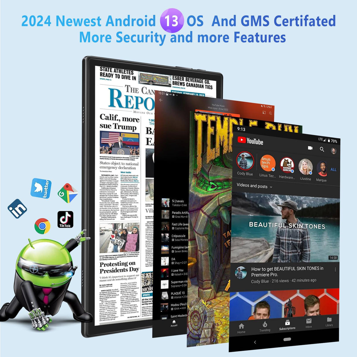 Black 12GB RAM 128GB ROM 10 Inch Android Tablet with Keyboard Q947874