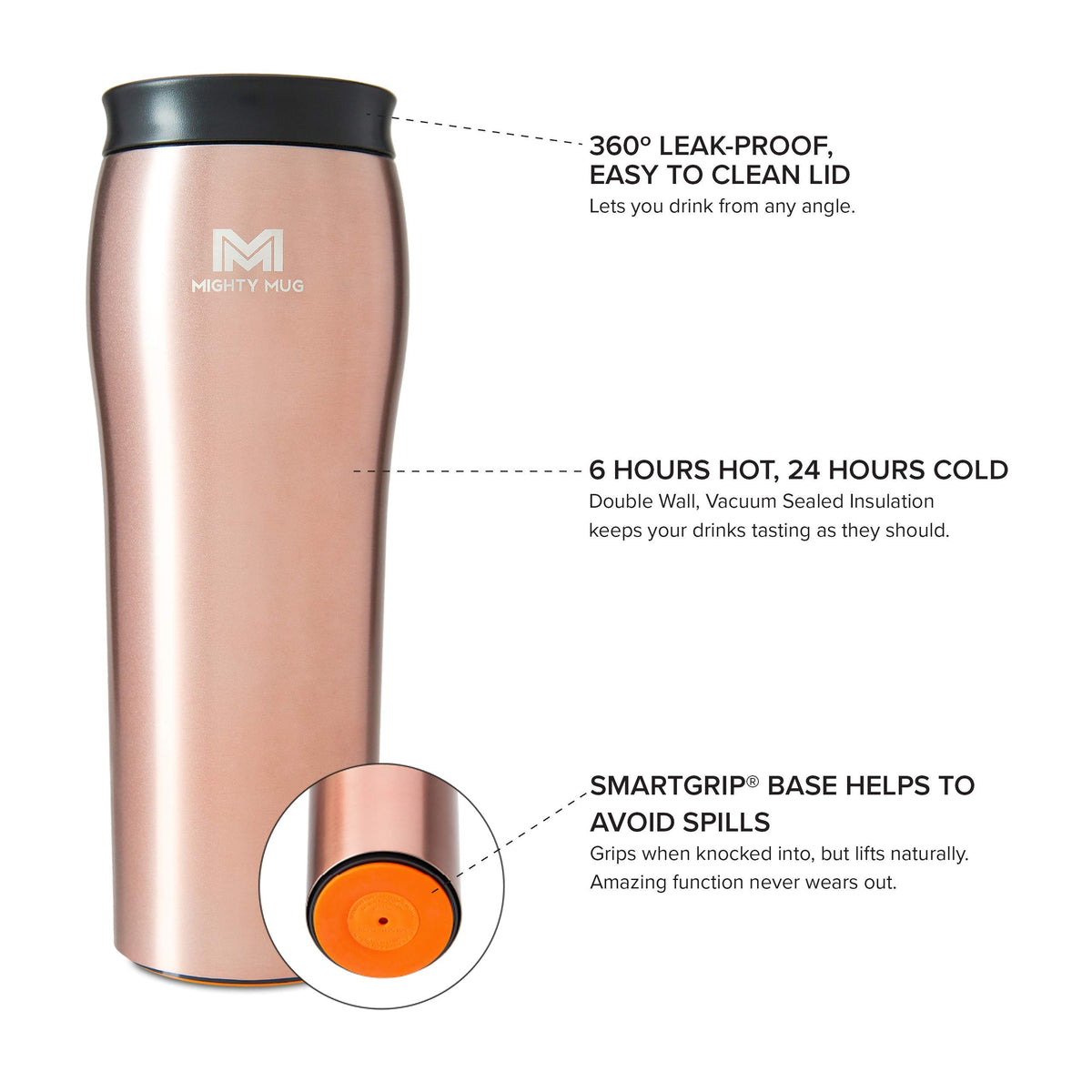 Silver Rosegold Stainless Steel 16 oz Insulated Travel Mug 2 Pack N99991