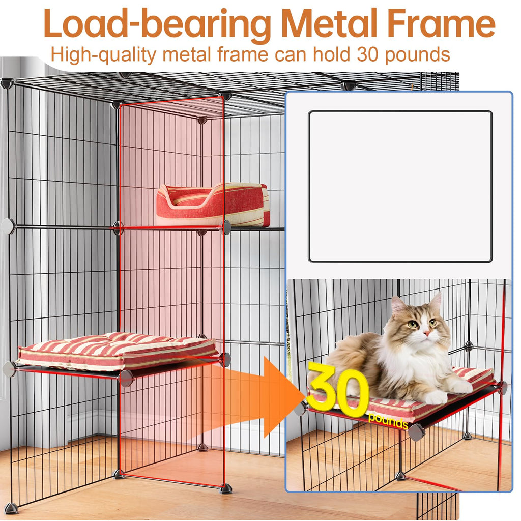 3-Tier Detachable Metal Wire Cat Cage Playpen N2565