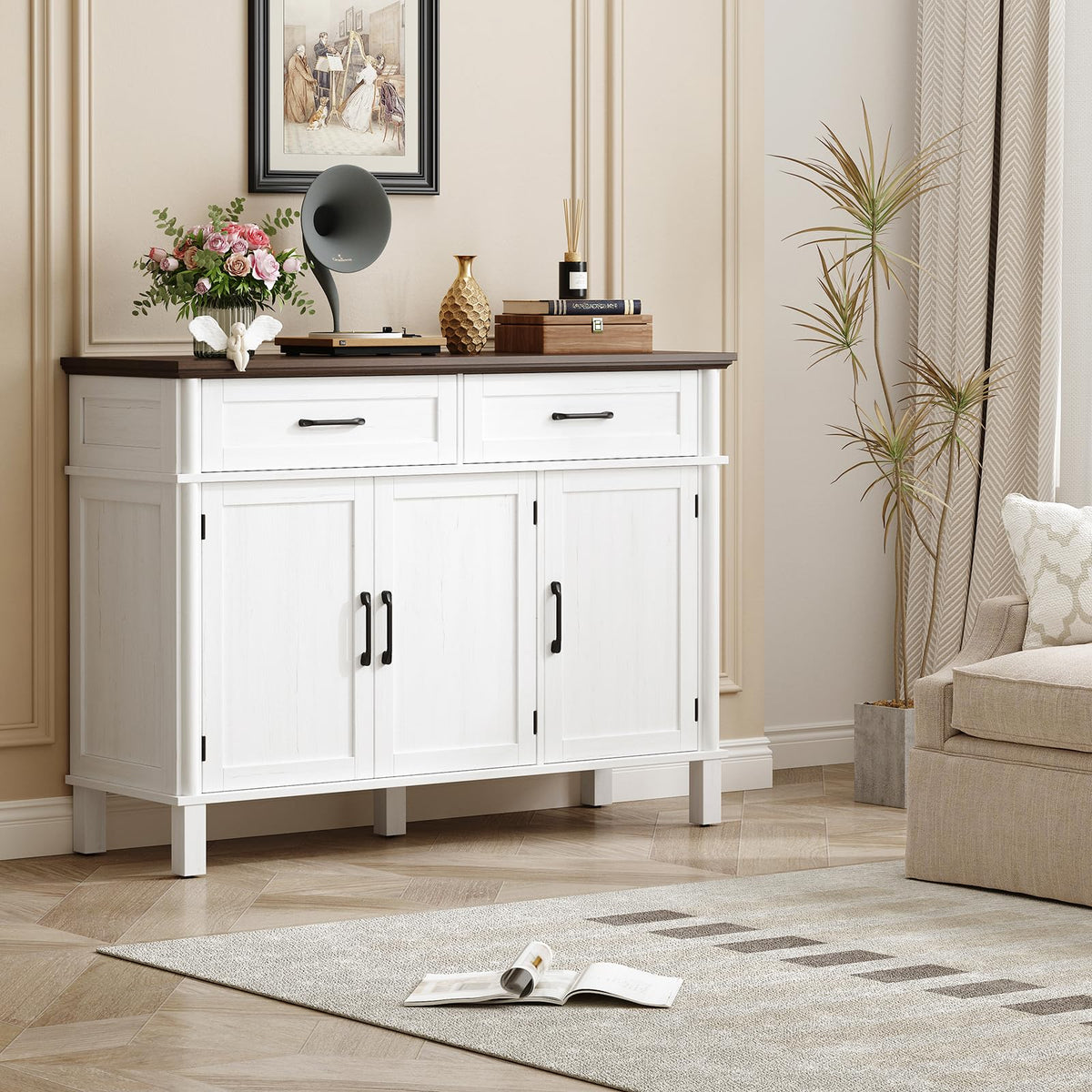 48 Inch Off White Buffet Cabinet with Storage P14741
