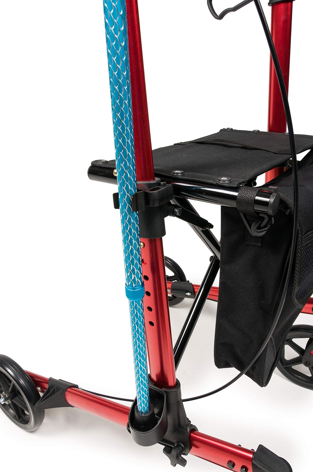 Tall Rollator Walker with Seat 8” Wheels Apple Red Z91912