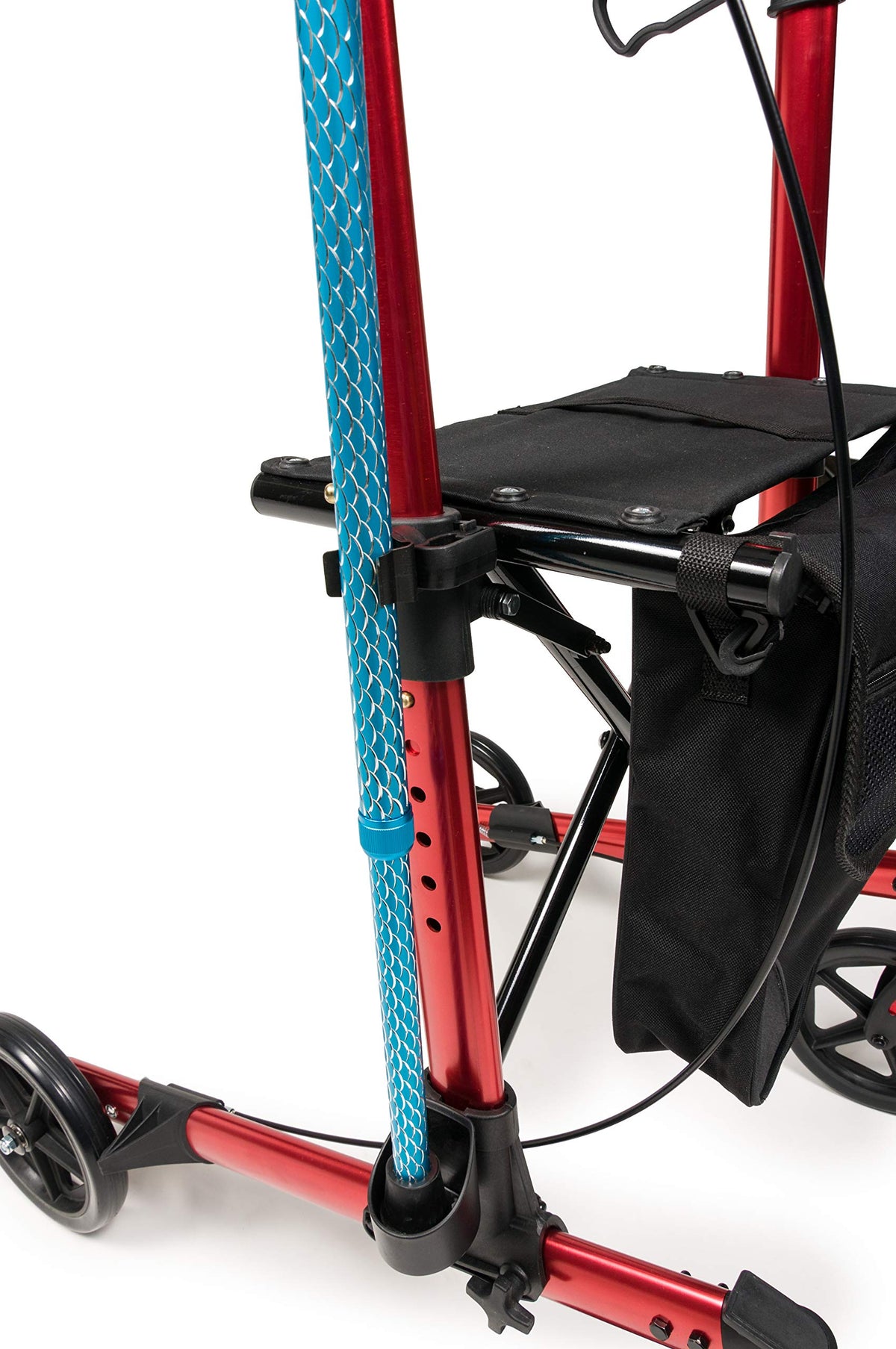 Tall Rollator Walker with Seat 8” Wheels Apple Red Z91912