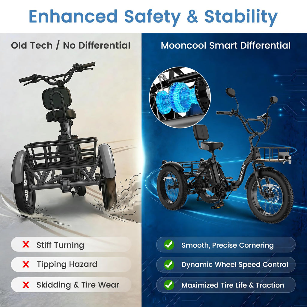 20" Fat Tire 7 Speed Folding Electric Trike V442