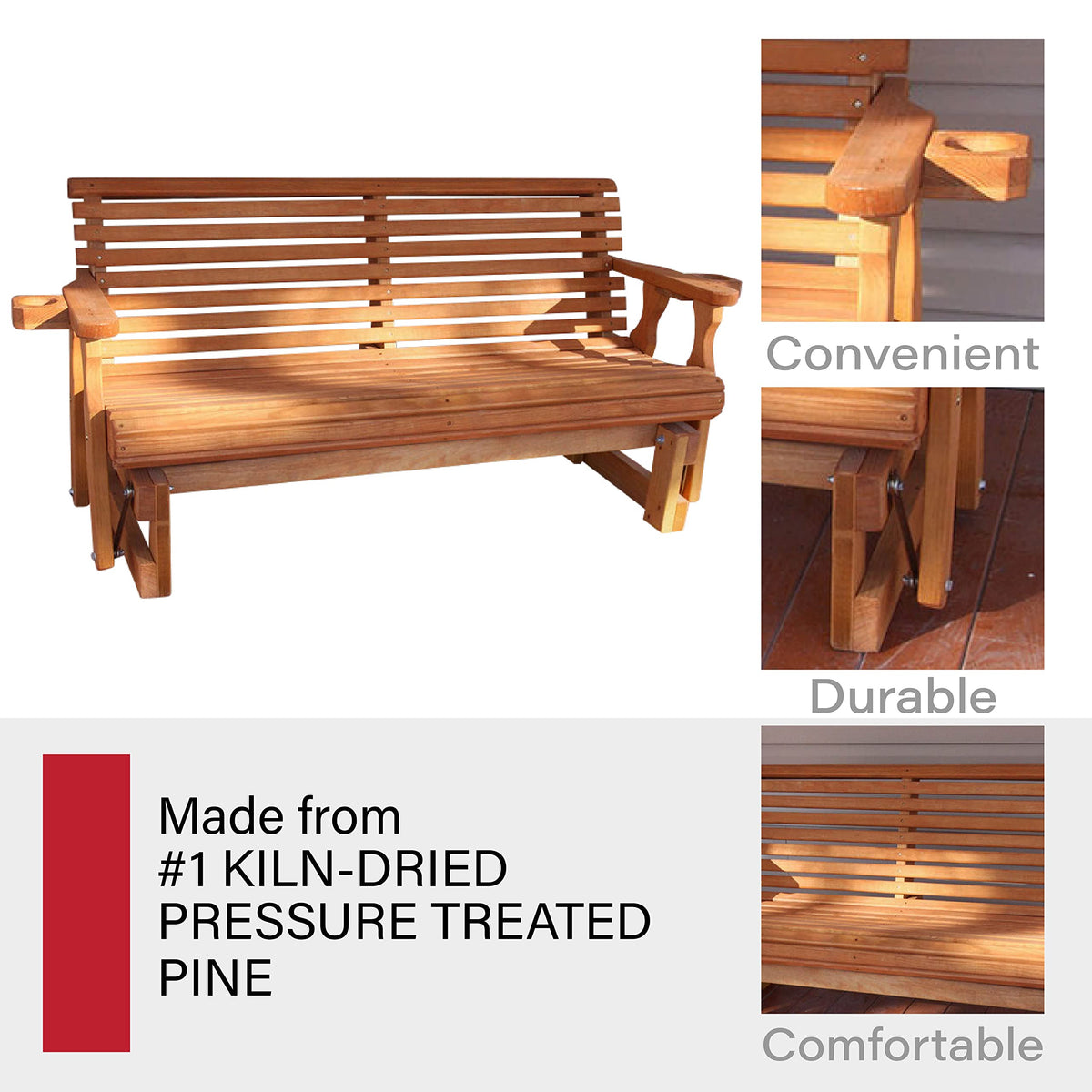 Heavy Duty Roll Back Porch Glider with Cupholders J302101