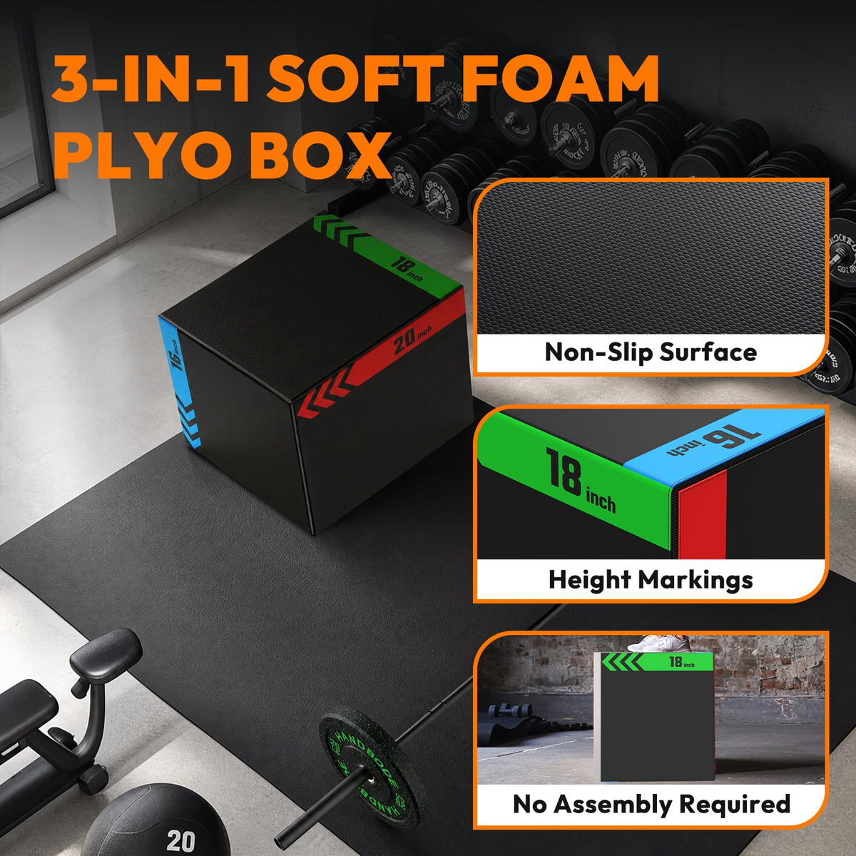 3-in-1 Non-Slip Foam Plyo Box K51443