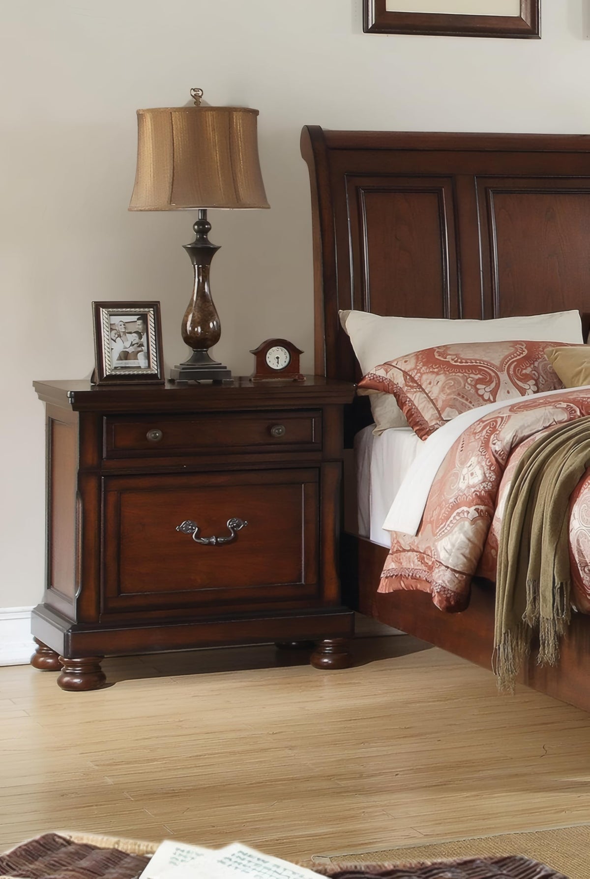 California King Bed Frame Antique Cherry V84503
