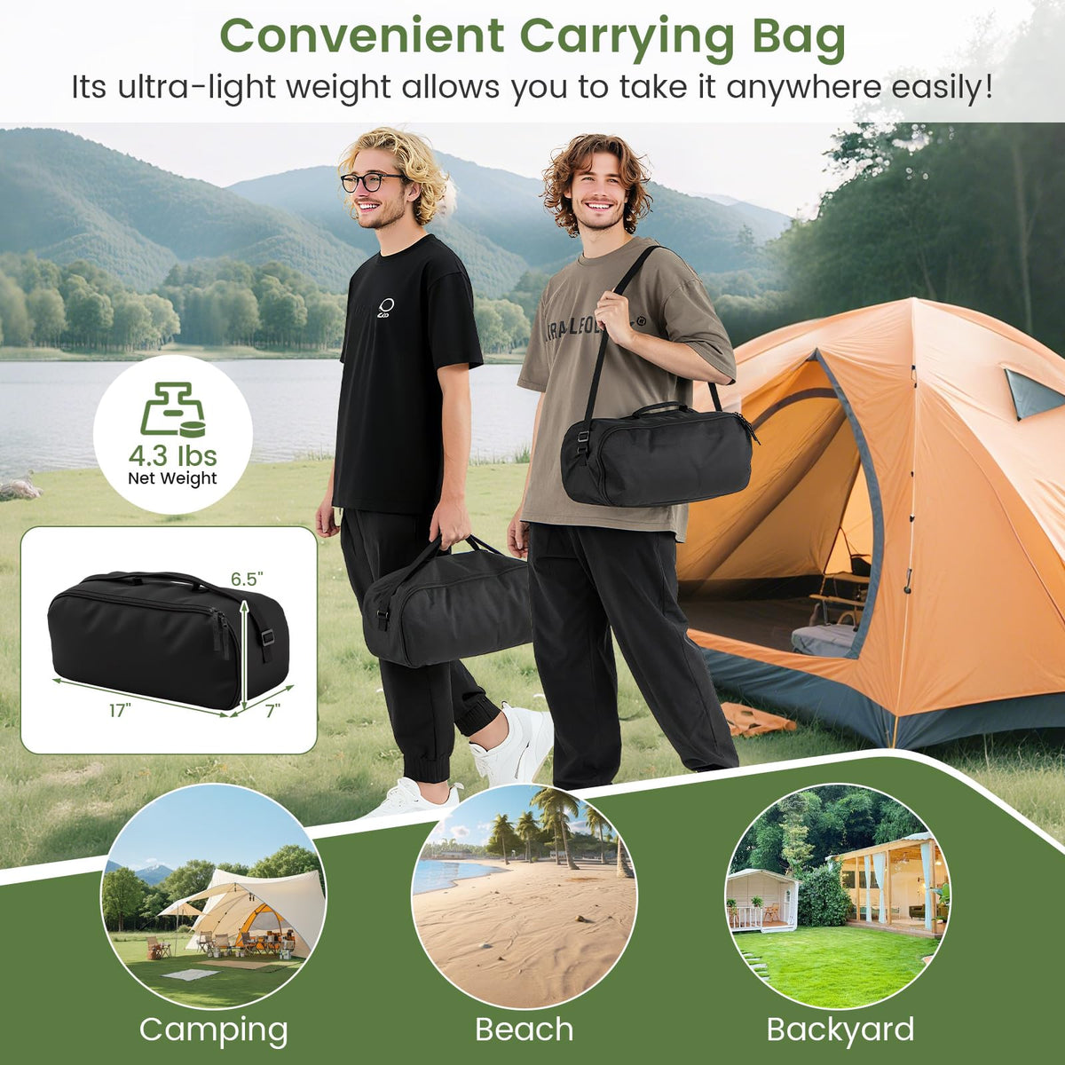 Folding Camping Cot with Carrying Bag & Side Pocket I197