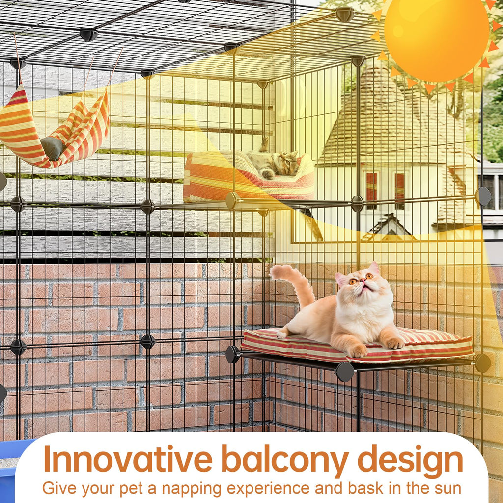 3-Tier Detachable Metal Wire Cat Cage Playpen N2565