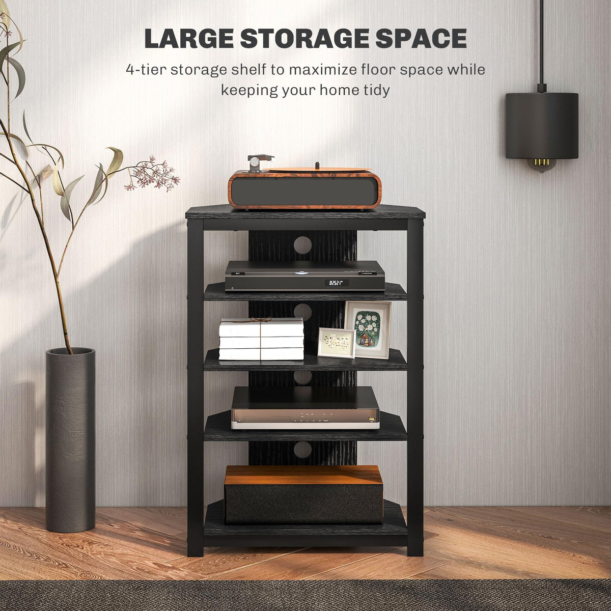 Black 4-Tier Media Stand S96357