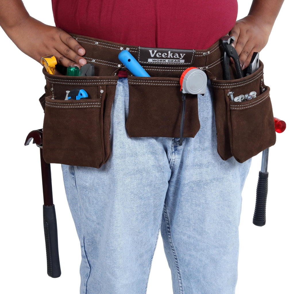 Brown Suede Leather 11-Pocket Tool Belt M22780