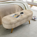 Brown Linen Storage Ottoman Bench U168